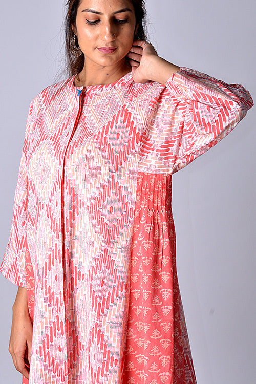 Dharan Maahi Kurta Red Block Printed Dress - Image 2