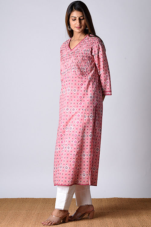 Dharan Heera Kurta Pink Block Printed Kurta - Image 2