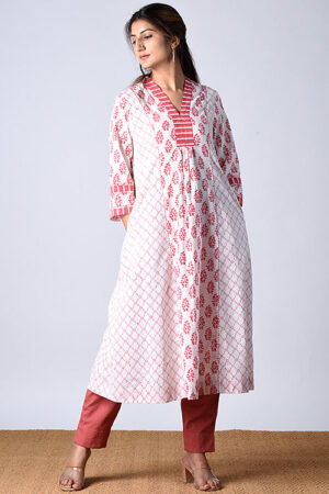 Dharan Aman kurta White Block Printed Kurta