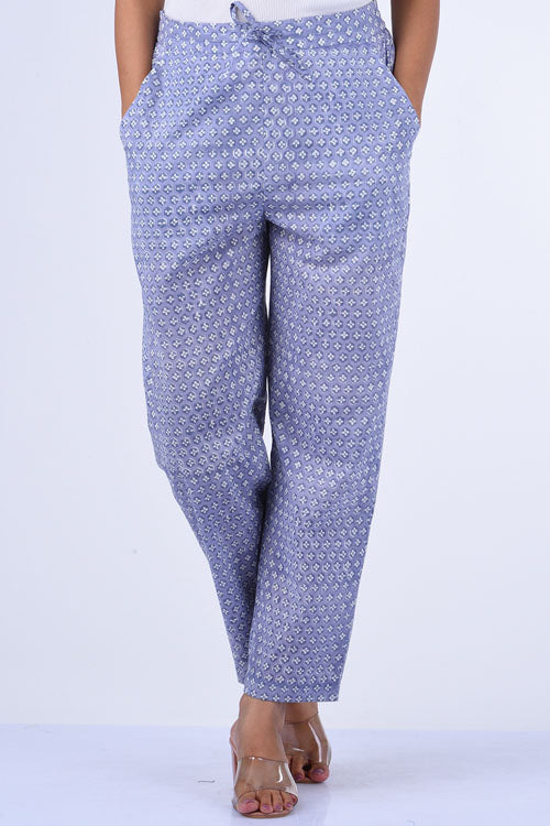 Dharan Tarana Kurta Grey Block Printed Kurta set of 3 - Image 5