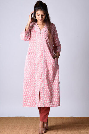 Dharan Kaafsa Kurta Coral Block Printed Kurta/Tunic