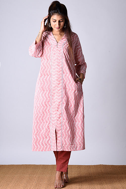 Dharan Kaafsa Kurta Coral Block Printed Kurta/Tunic