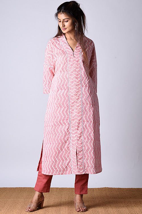 Dharan Kaafsa Kurta Coral Block Printed Kurta/Tunic - Image 5