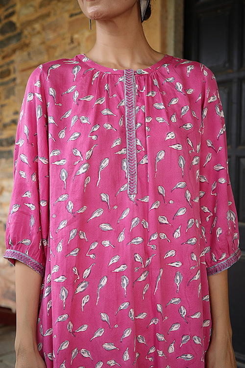 Dharan Bloosom Kurta Pink Block Printed Kurta - Image 2