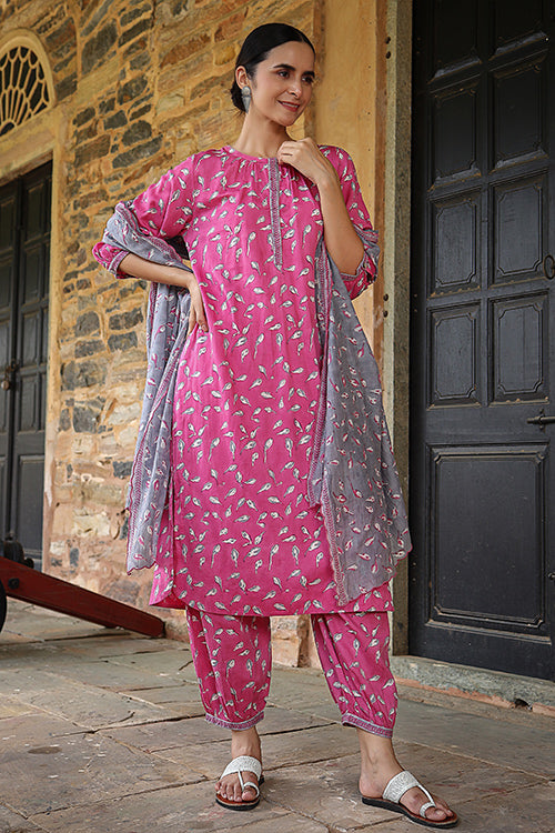 Dharan Bloosom Kurta Pink Block Printed Kurta - Image 3