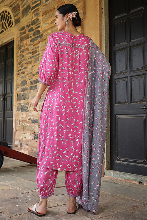 Dharan Bloosom Kurta Pink Block Printed Kurta - Image 4