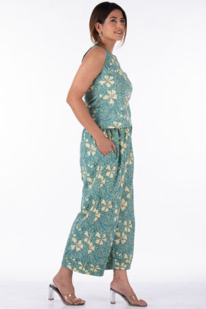 Dharan Raag Farshi Pants  Green Block Printed Pants