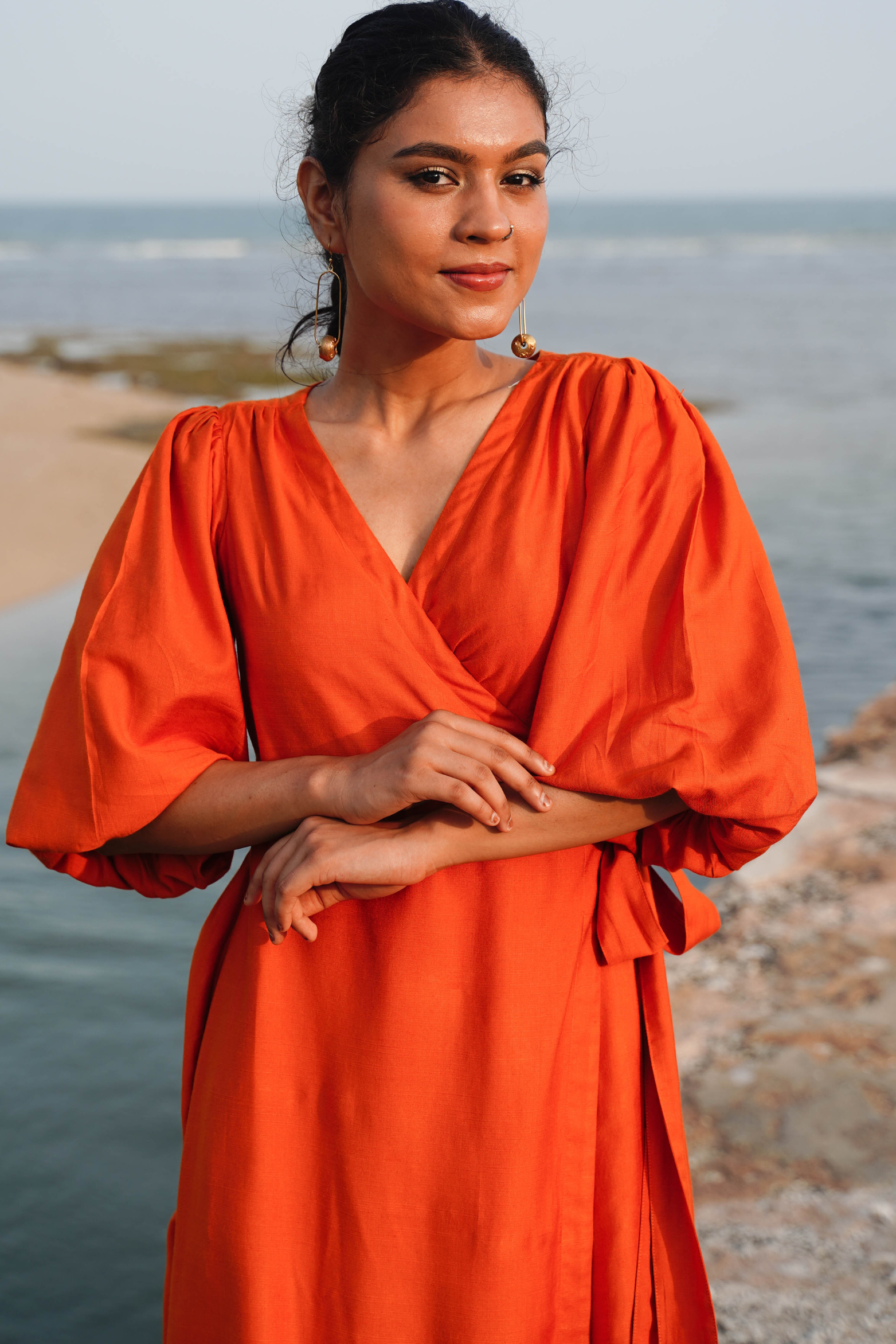 Okhai Saffron Echo Silk Blend Wrap Dress - Image 8