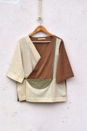 Patch Over Patch Golden Yellow Green Wrap Top