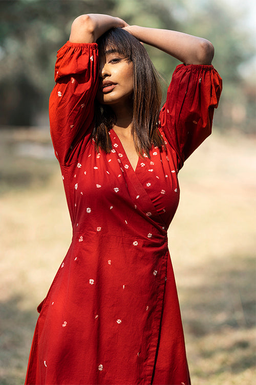 Okhai 'Sweetheart' Hand Embroidered Pure Cotton Wrap Dress - Image 2
