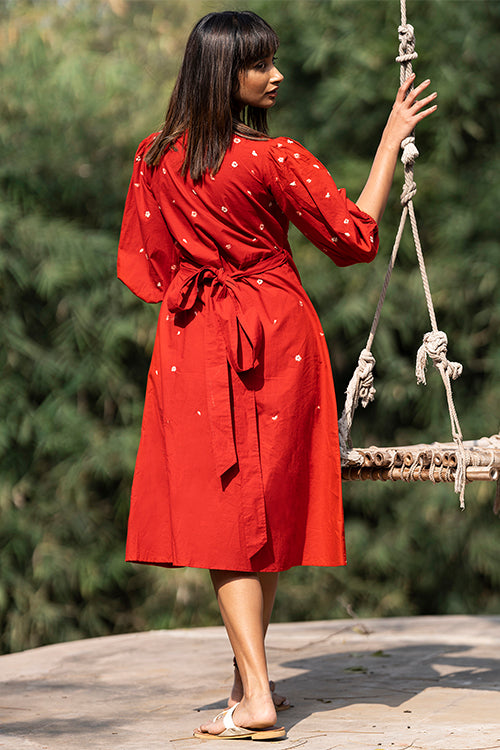 Okhai 'Sweetheart' Hand Embroidered Pure Cotton Wrap Dress - Image 3