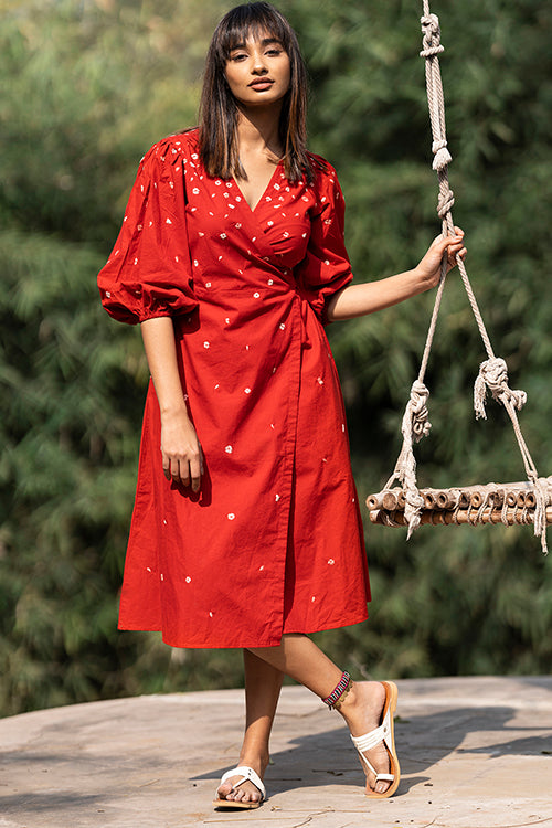 Okhai 'Sweetheart' Hand Embroidered Pure Cotton Wrap Dress - Image 4