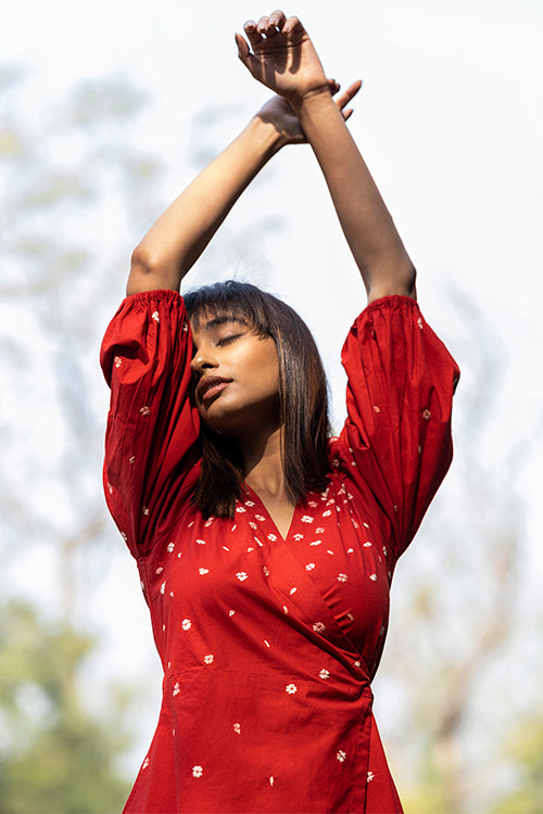 Okhai 'Sweetheart' Hand Embroidered Pure Cotton Wrap Dress - Image 5