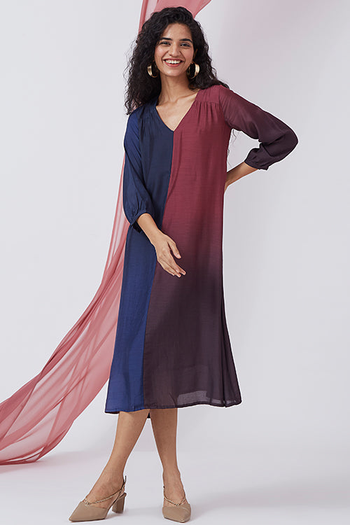 Okhai 'Dusky Sky' Ombre V-Neck Modal Silk Dress - Image 3