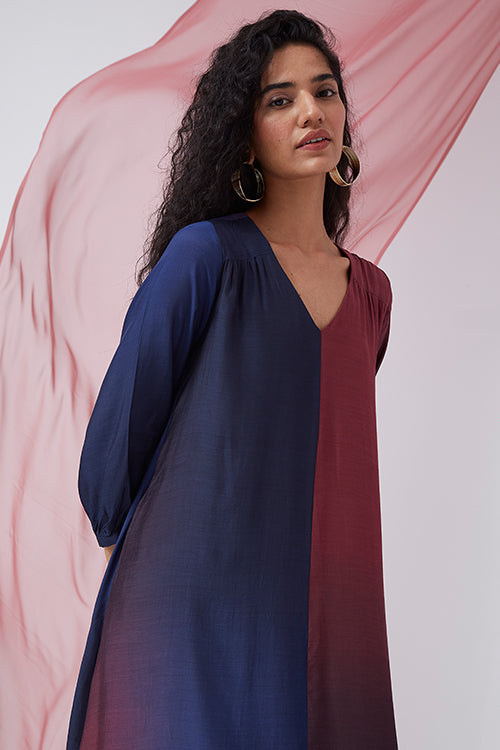 Okhai 'Dusky Sky' Ombre V-Neck Modal Silk Dress - Image 4