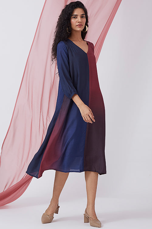 Okhai 'Dusky Sky' Ombre V-Neck Modal Silk Dress - Image 2