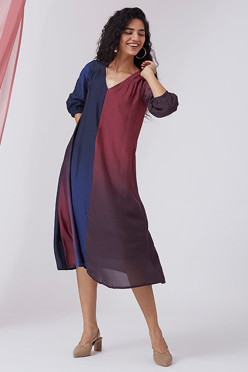 Okhai 'Dusky Sky' Ombre V-Neck Modal Silk Dress - Image 7
