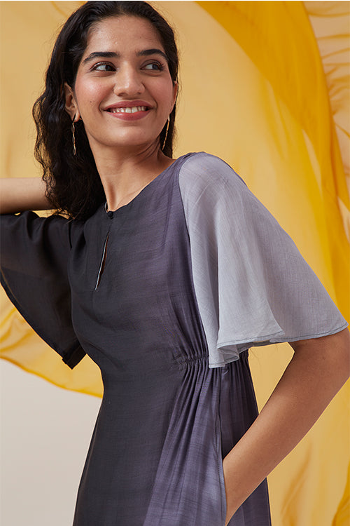 Okhai 'Charcoal' Ombre Modal Silk Half Sleeves Dress - Image 3