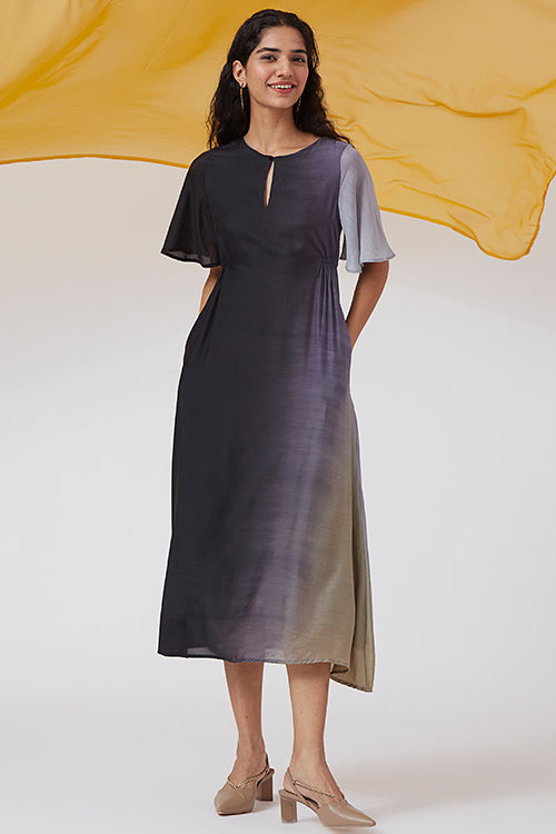 Okhai 'Charcoal' Ombre Modal Silk Half Sleeves Dress - Image 7