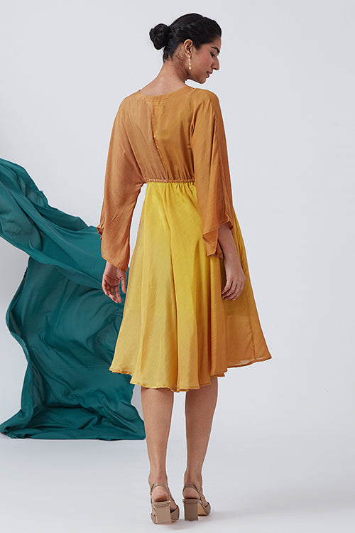 Okhai 'Parisian Dream' Ombre V-Neck Silk Blend Dress - Image 4