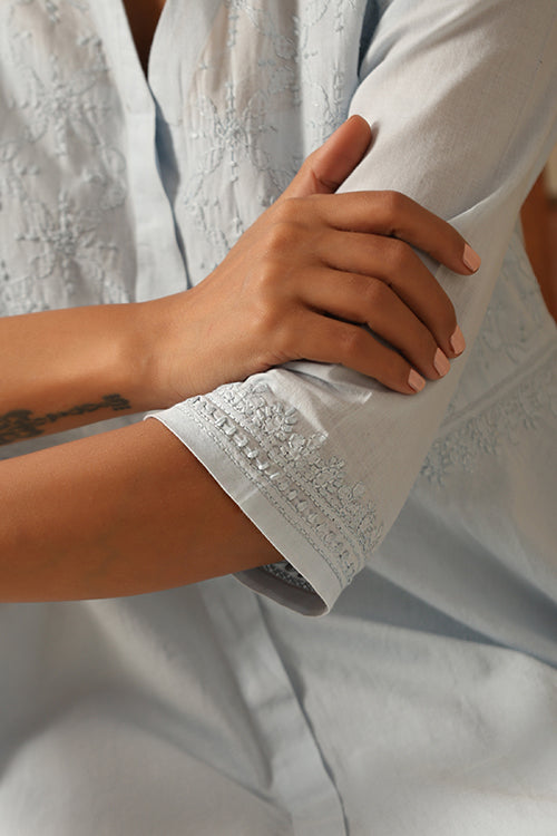 Okhai Shayari Chikankari Pure Cotton Dress - Image 6