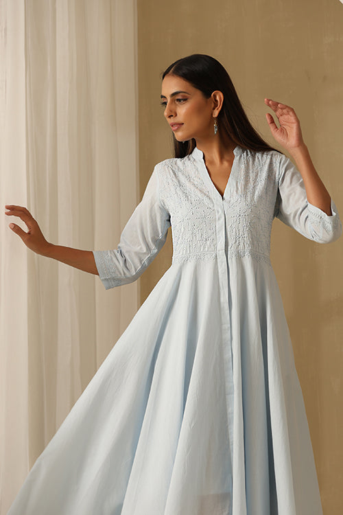 Okhai Shayari Chikankari Pure Cotton Dress - Image 8