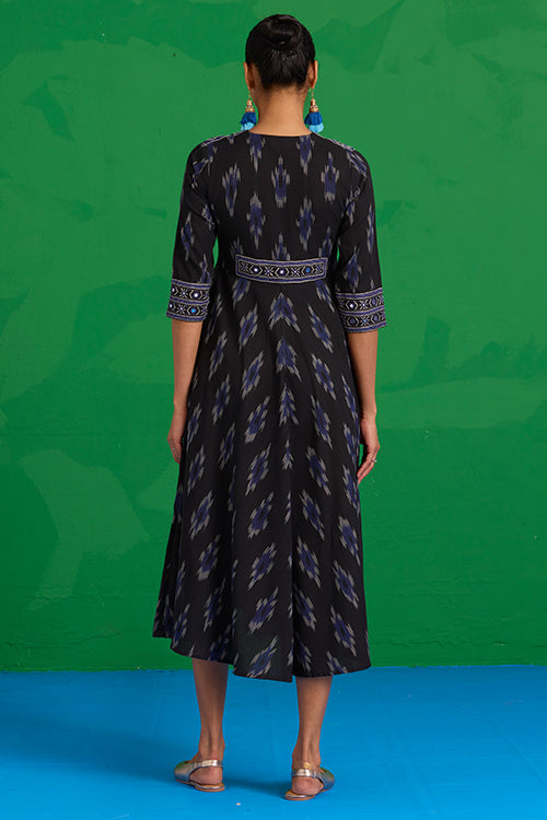 Okhai “Nilgiri” Hand-Embroidered and Mirror work Ikkat Pure Cotton Dress - Image 5