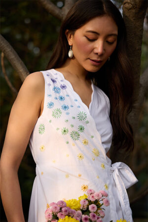Okhai Magical Elixir Hand-Embroidered and Mirrorwork Pure Cotton Wrap Dress