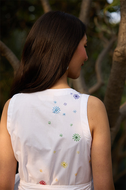 Okhai Magical Elixir Hand-Embroidered and Mirrorwork Pure Cotton Wrap Dress - Image 6