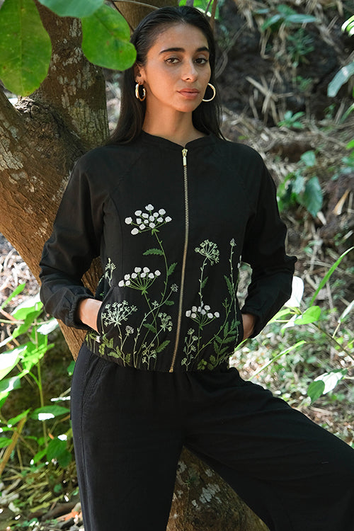 Okhai 'Stellato' Pure Cotton Hand Embroidered Bomber Jacket - Image 2