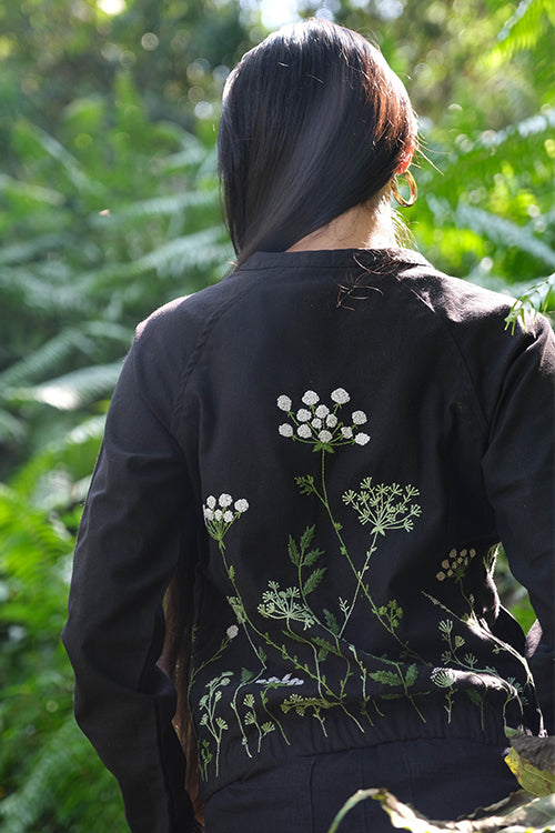 Okhai 'Stellato' Pure Cotton Hand Embroidered Bomber Jacket - Image 3
