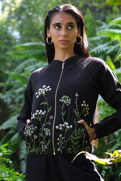 Okhai 'Stellato' Pure Cotton Hand Embroidered Bomber Jacket - Image 4