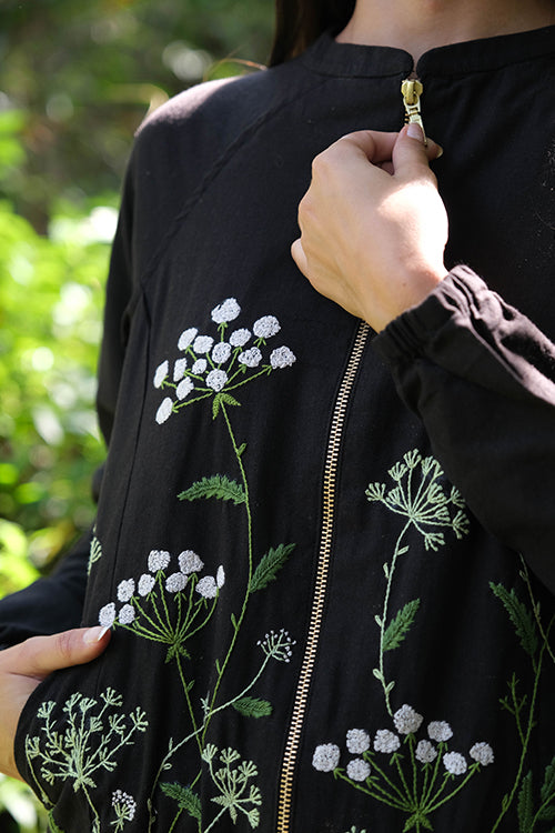 Okhai 'Stellato' Pure Cotton Hand Embroidered Bomber Jacket - Image 8