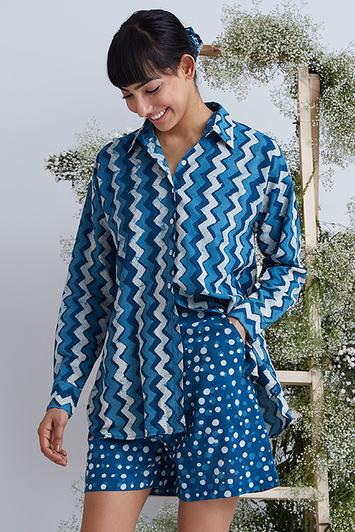 Okhai 'Seaway' Hand Block Printed Pure