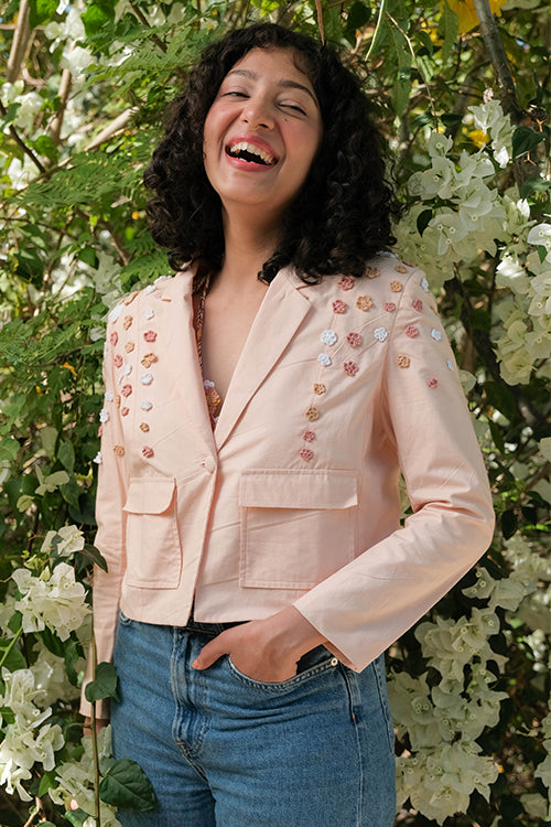 Okhai 'Revival' Pure Cotton Hand Embroidered Blazer - Image 5