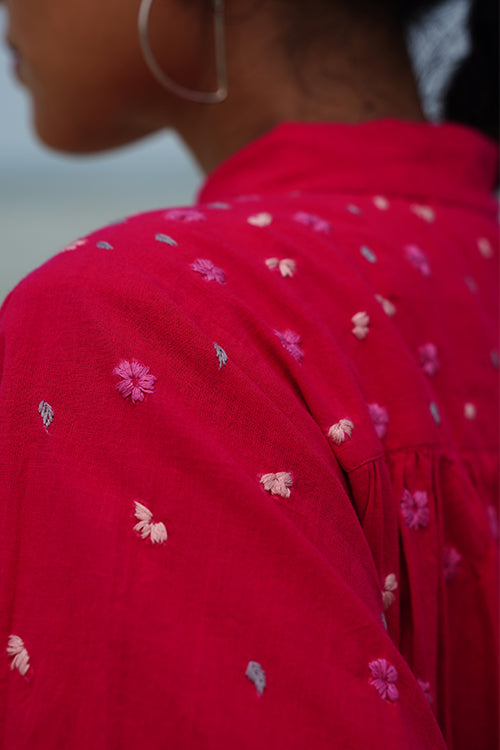 Okhai “Audrey” Hand-embroidered Pure Cotton Pink Dress - Image 2