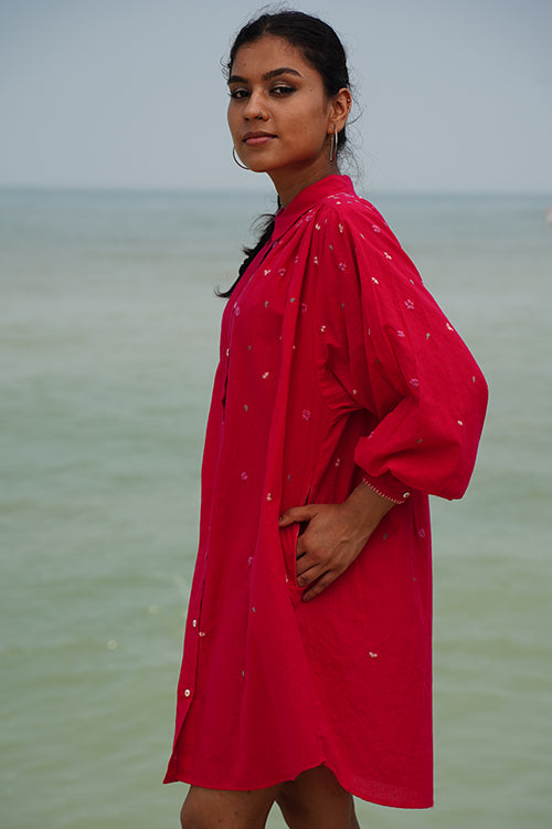 Okhai “Audrey” Hand-embroidered Pure Cotton Pink Dress - Image 3