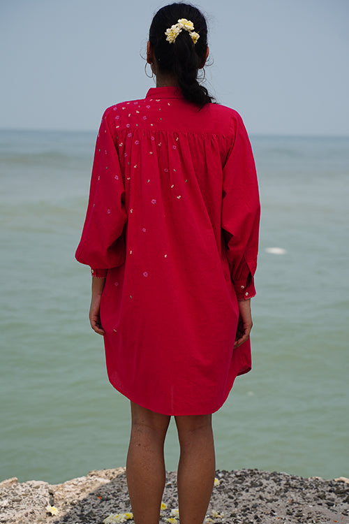 Okhai “Audrey” Hand-embroidered Pure Cotton Pink Dress - Image 7
