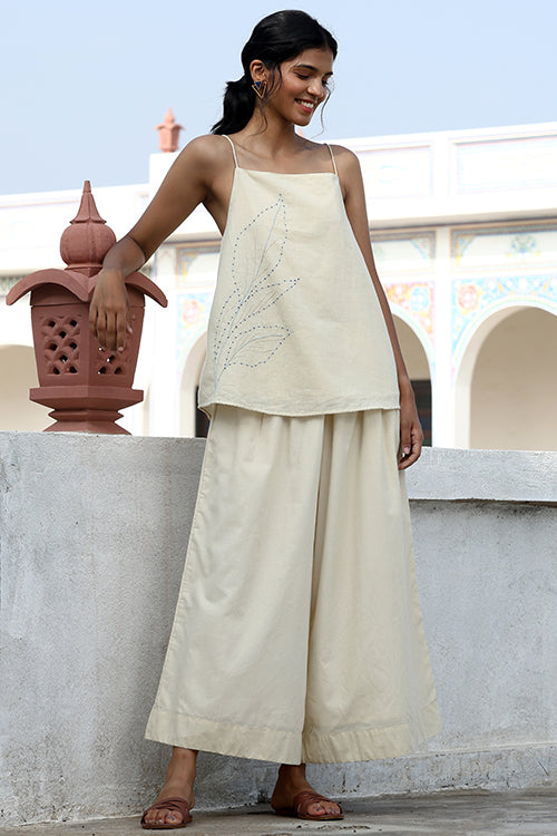Okhai Ridaa Hand-Embroidery and Beadwork Pure Cotton Top and Pants