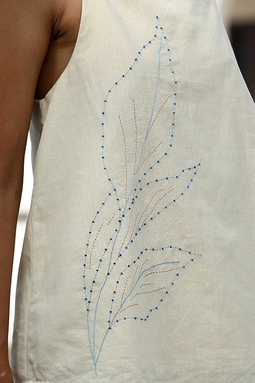 Okhai Ridaa Hand-Embroidery and Beadwork Pure Cotton Top and Pants - Image 2