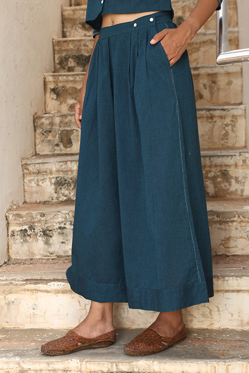 Okhai Brilliance Hand-Embroidered Pure Cotton Collared Top with Pants - Image 5