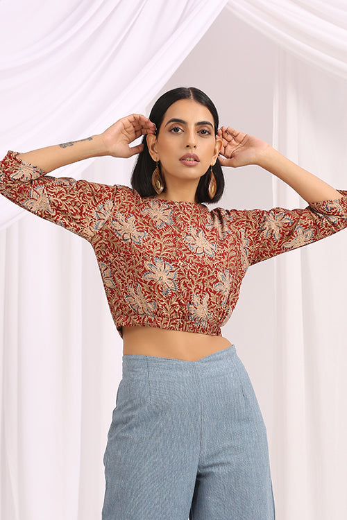 Okhai 'Jashan' Hand Block Printed Kalamkari Short Top - Image 2