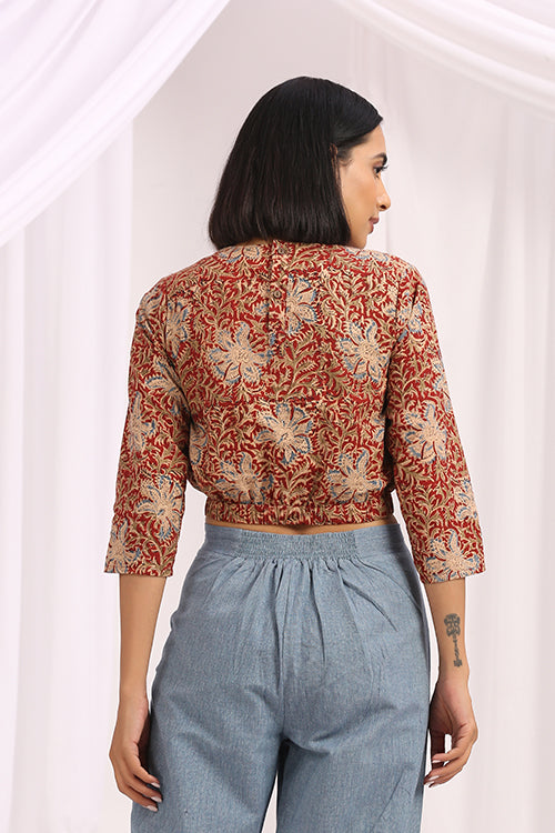 Okhai 'Jashan' Hand Block Printed Kalamkari Short Top - Image 3