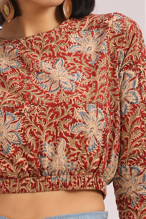 Okhai 'Jashan' Hand Block Printed Kalamkari Short Top - Image 4