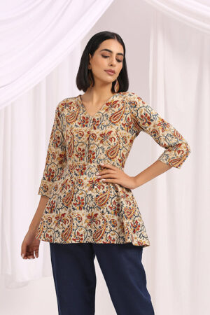 Okhai 'Parvaneh' Hand Block Printed Kalamkari Top