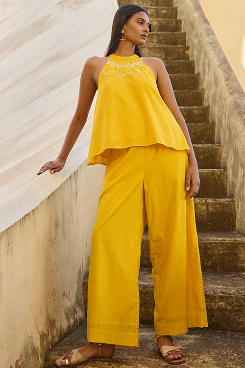 Okhai Sanctum Hand Embroidered Mirror and Beadwork Pure Cotton Haltered-neck Top - Image 5