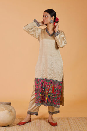 Gubbaro Handpainted Madhubani 'Radha-Krishna' Kurta