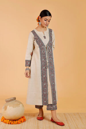 Gubbaro Handpainted Madhubani 'Laal Surmai' Handloom Cotton Kurta
